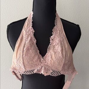 Hollister Lace Halter Bralette in Blush